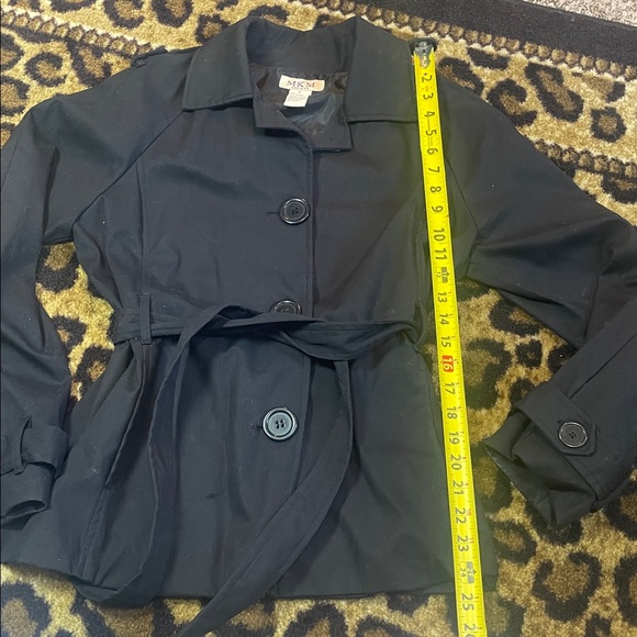 MK&M Black Cropped Trench Coat Belted Short Jacket Size Small – Trending Style - Picture 4 of 6
